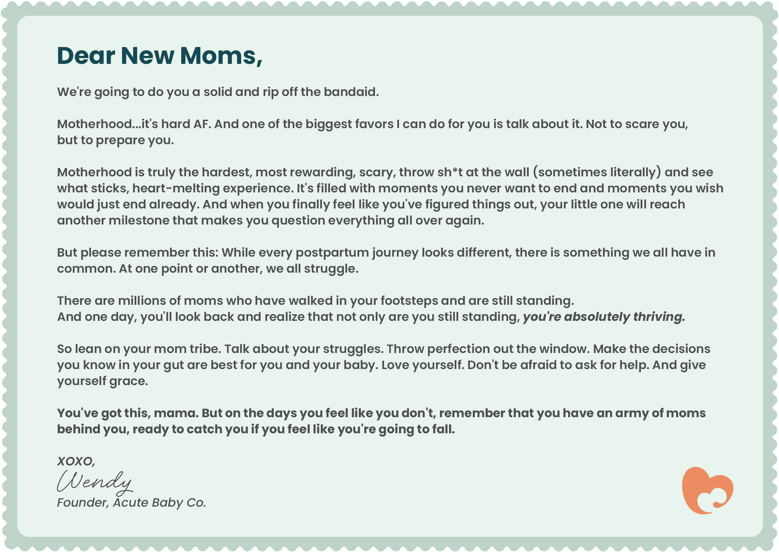 A love letter to new moms from our founder